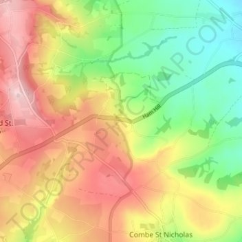 Mappa topografica Ham, altitudine, rilievo