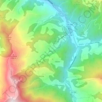 Mappa topografica Piasca, altitudine, rilievo