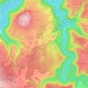 Mappa topografica La Serre, altitudine, rilievo