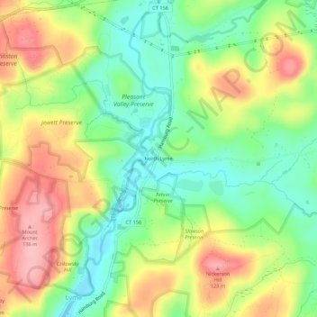 Mappa topografica North Lyme, altitudine, rilievo