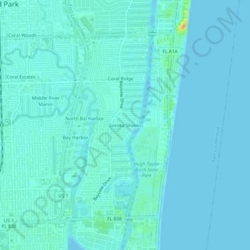 Mappa topografica Soroka Shores, altitudine, rilievo