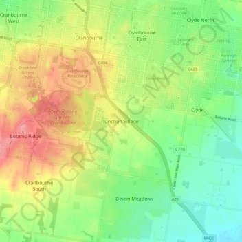 Mappa topografica Junction Village, altitudine, rilievo