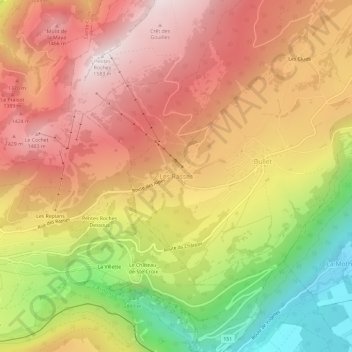 Mappa topografica Les Rasses, altitudine, rilievo