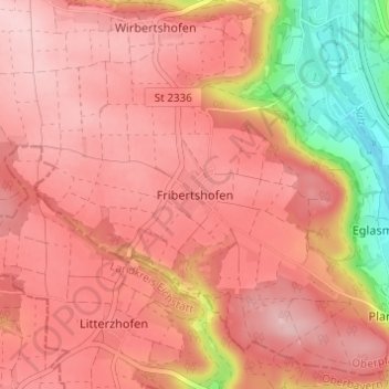 Mappa topografica Fribertshofen, altitudine, rilievo