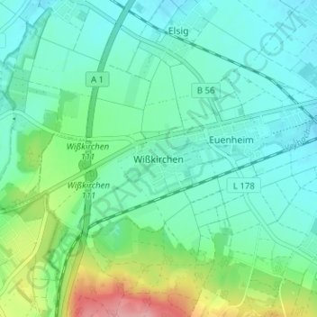 Mappa topografica Wißkirchen, altitudine, rilievo