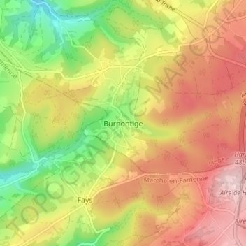 Mappa topografica Burnontige, altitudine, rilievo