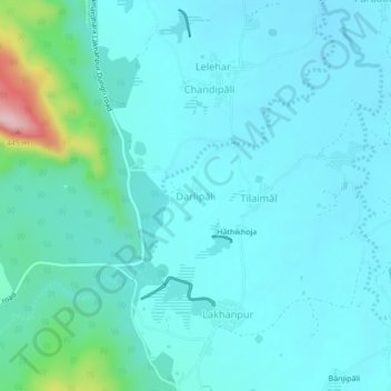 Mappa topografica Darlipali, altitudine, rilievo
