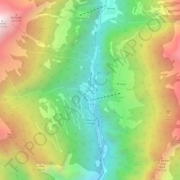 Mappa topografica Arvigo, altitudine, rilievo