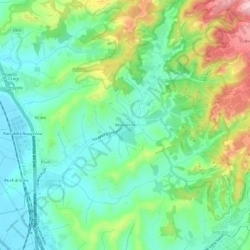 Mappa topografica Montanino, altitudine, rilievo