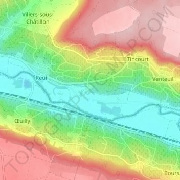 Mappa topografica Maisons de l'Échelle, altitudine, rilievo
