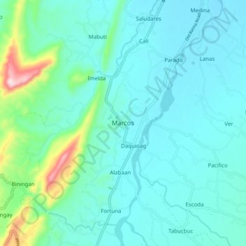 Mappa topografica Marcos, altitudine, rilievo