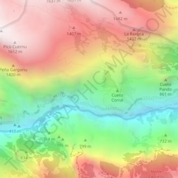 Mappa topografica Los Hospitales, altitudine, rilievo
