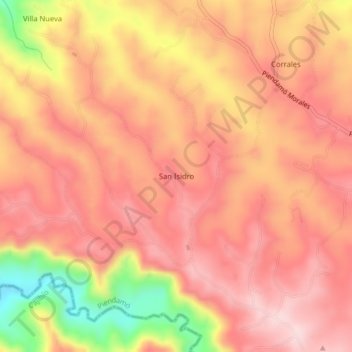 Mappa topografica San Isidro, altitudine, rilievo