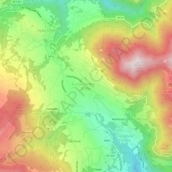 Mappa topografica San Fedele Intelvi, altitudine, rilievo