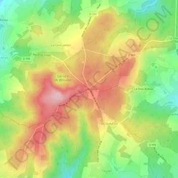 Mappa topografica La Bosse, altitudine, rilievo