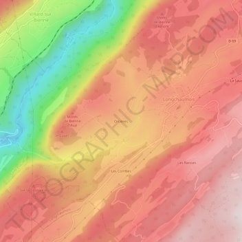 Mappa topografica Orcières, altitudine, rilievo