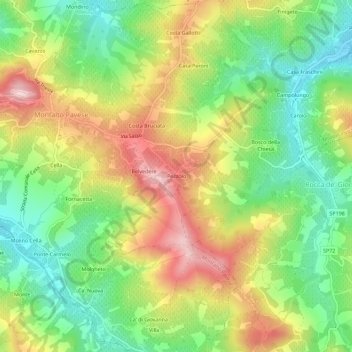 Mappa topografica Pezzolo, altitudine, rilievo