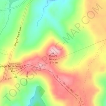Mappa topografica Mount Selwyn, altitudine, rilievo