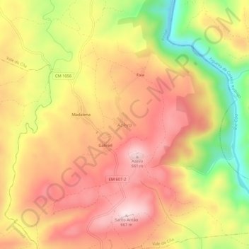 Mappa topografica Azêvo, altitudine, rilievo