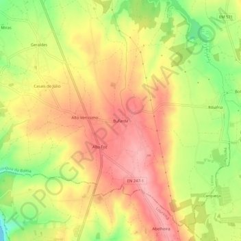 Mappa topografica Bufarda, altitudine, rilievo
