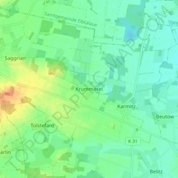 Mappa topografica Krummasel, altitudine, rilievo