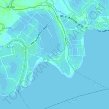 Mappa topografica Tubigan, altitudine, rilievo
