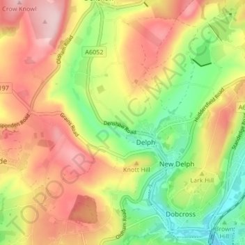 Mappa topografica Linfitts, altitudine, rilievo