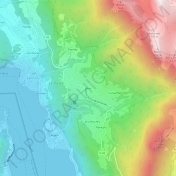 Mappa topografica Vérel, altitudine, rilievo