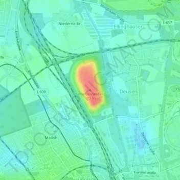 Mappa topografica Halde Deusenberg, altitudine, rilievo