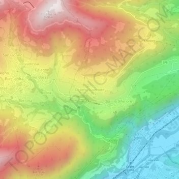 Mappa topografica Ossimo Superiore, altitudine, rilievo