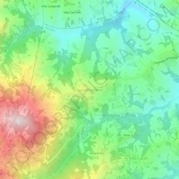 Mappa topografica Roccafinadamo, altitudine, rilievo