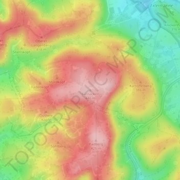 Mappa topografica Barnacken, altitudine, rilievo