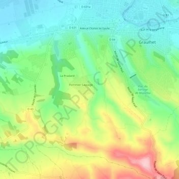 Mappa topografica Sidobre, altitudine, rilievo