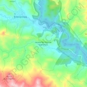 Mappa topografica Vereda Río Grande-Entrerríos, altitudine, rilievo