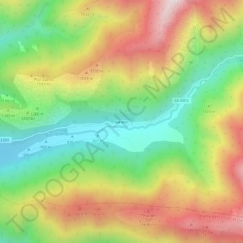 Mappa topografica Valseco, altitudine, rilievo