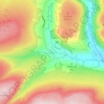 Mappa topografica Thwaite, altitudine, rilievo