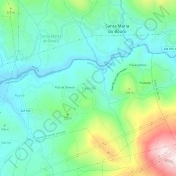 Mappa topografica Friande, altitudine, rilievo