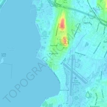 Mappa topografica Brightview, altitudine, rilievo