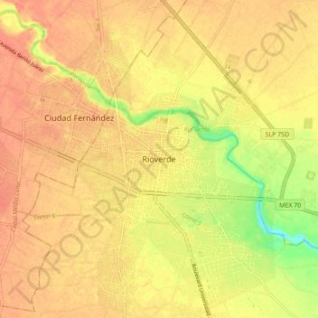 Mappa topografica Rioverde, altitudine, rilievo