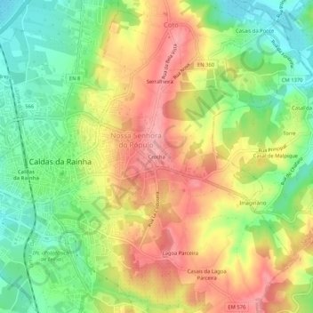 Mappa topografica Crocha, altitudine, rilievo