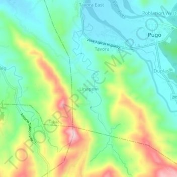 Mappa topografica Linapew, altitudine, rilievo