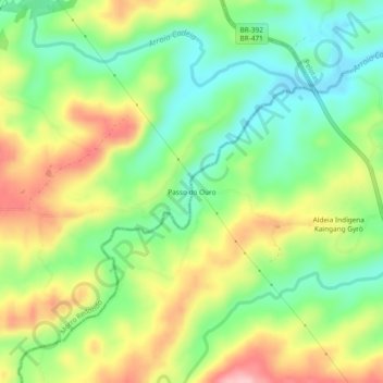 Mappa topografica Passo do Ouro, altitudine, rilievo