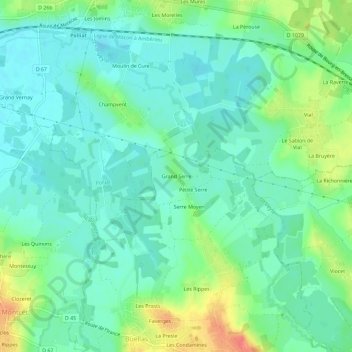 Mappa topografica Grand Serre, altitudine, rilievo