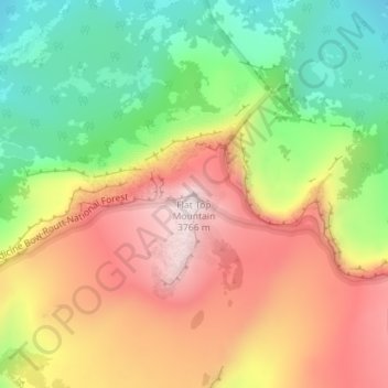 Mappa topografica Flat Top Mountain, altitudine, rilievo