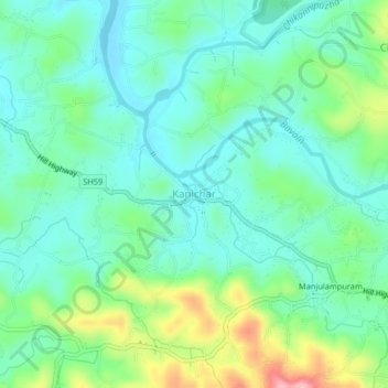 Mappa topografica Kanichar, altitudine, rilievo