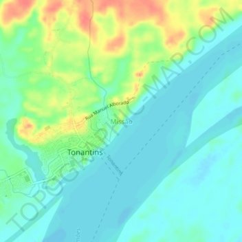 Mappa topografica Missão, altitudine, rilievo