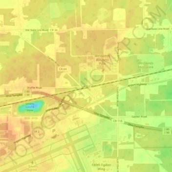 Mappa topografica Garden, altitudine, rilievo