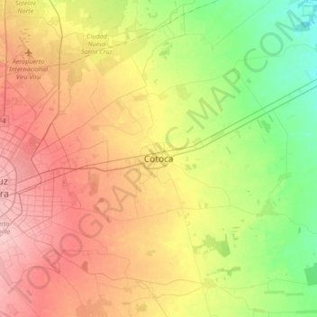 Mappa topografica Cotoca, altitudine, rilievo