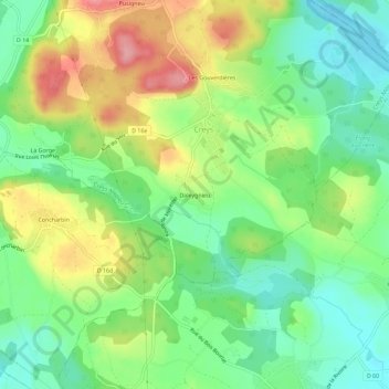 Mappa topografica Daleygnieu, altitudine, rilievo