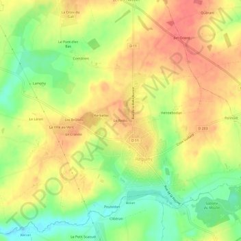 Mappa topografica Le Resto, altitudine, rilievo